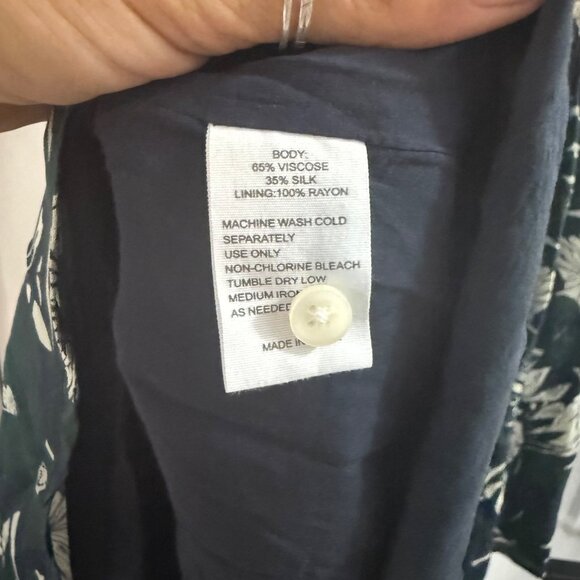 Trovata Birds of Paradis Green Floral Yulia Shirt Dress Long Sleeve Sz M - Picture 8 of 8